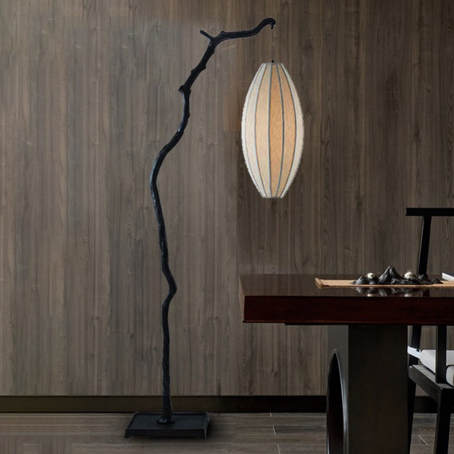 Oval Curve Fabric Resin Floor Lamp