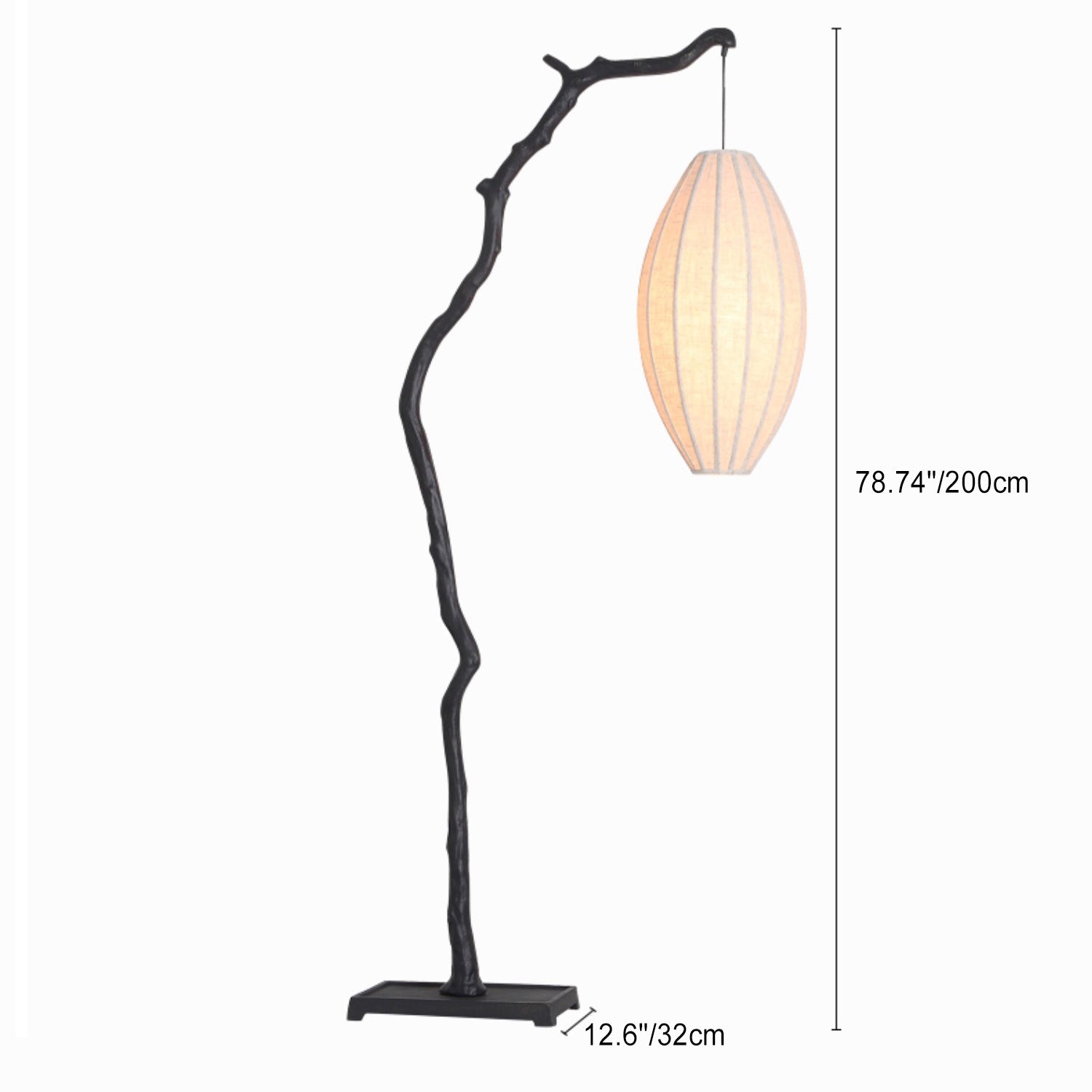 Oval Curve Fabric Resin Floor Lamp