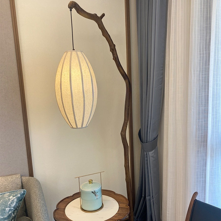 Oval Curve Fabric Resin Floor Lamp
