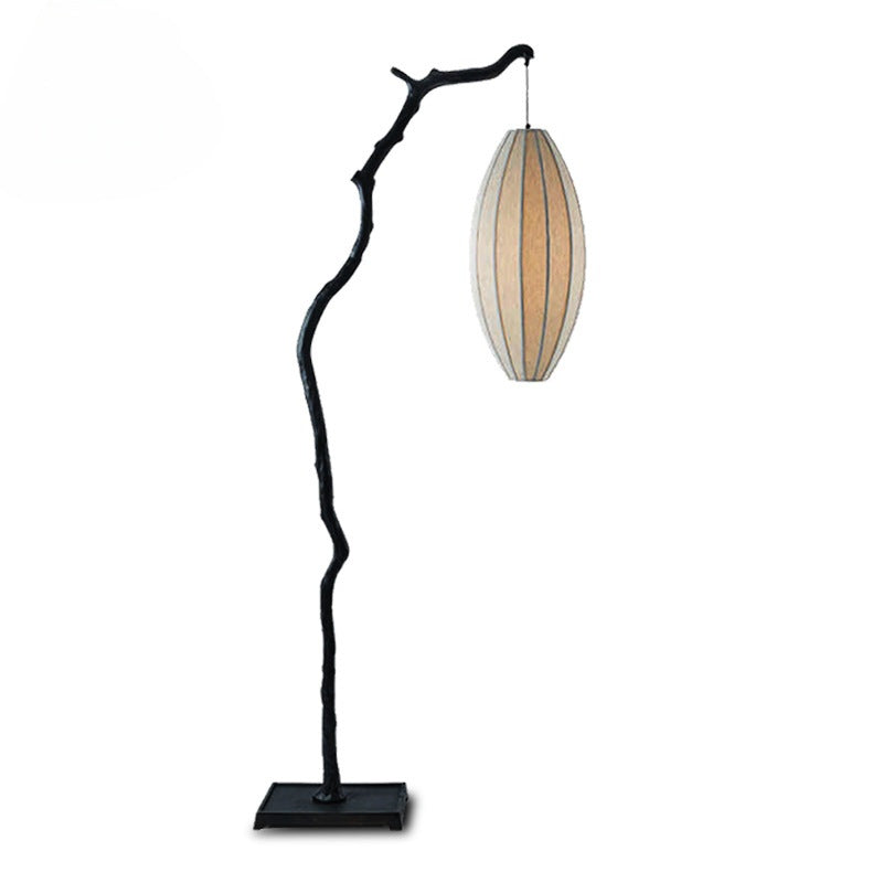 Oval Curve Fabric Resin Floor Lamp
