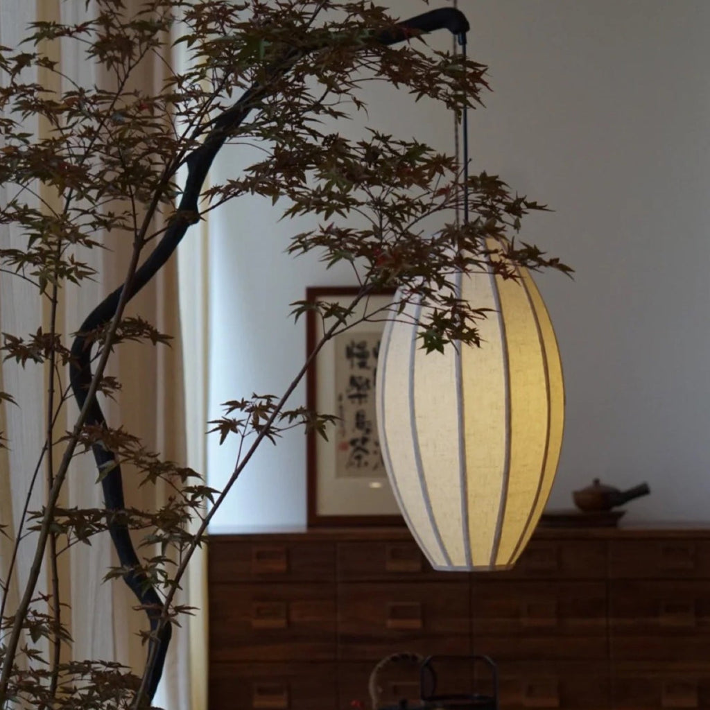 Oval Curve Fabric Resin Floor Lamp