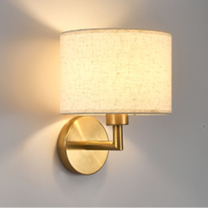 Cylinder Round Fabric Iron Wall Lamp