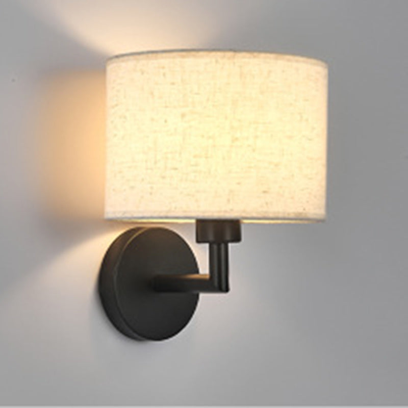 Cylinder Round Fabric Iron Wall Lamp