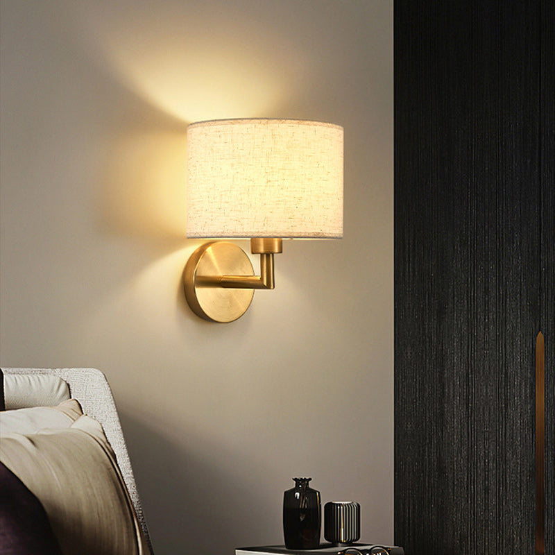 Cylinder Round Fabric Iron Wall Lamp