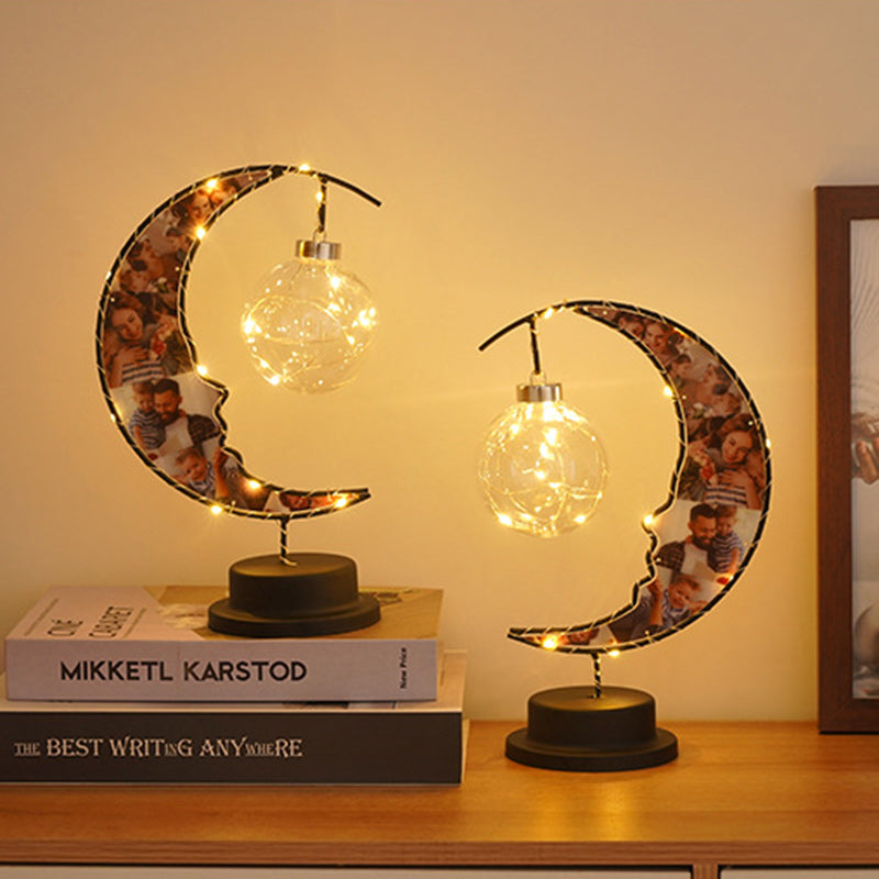 Moon Shape Pattern Glass Table Lamp