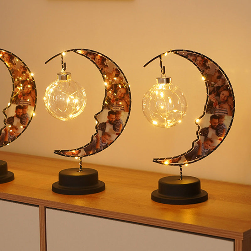 Moon Shape Pattern Glass Table Lamp