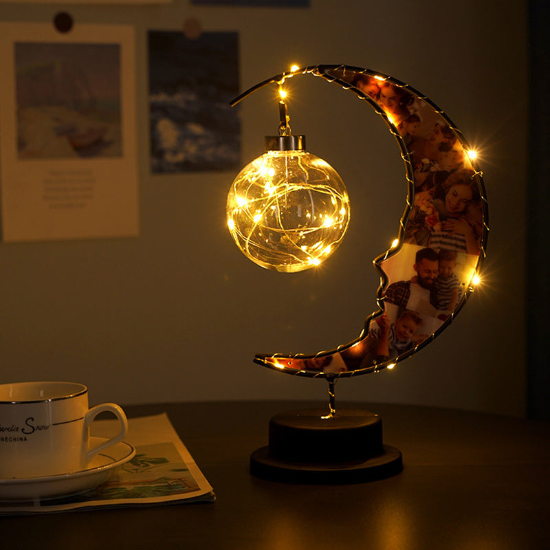 Moon Shape Pattern Glass Table Lamp