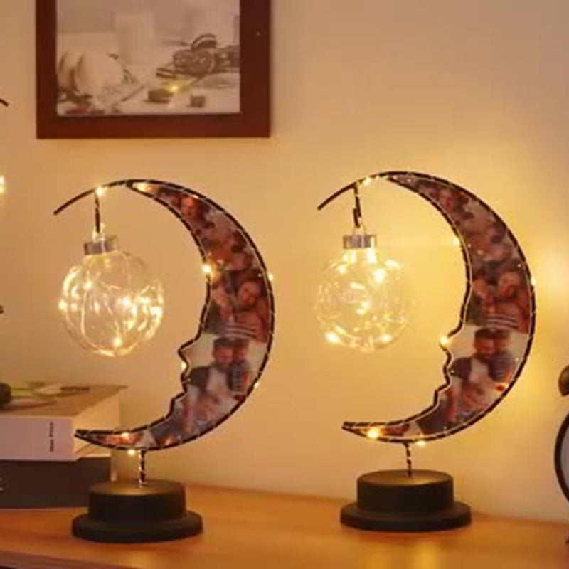 Moon Shape Pattern Glass Table Lamp