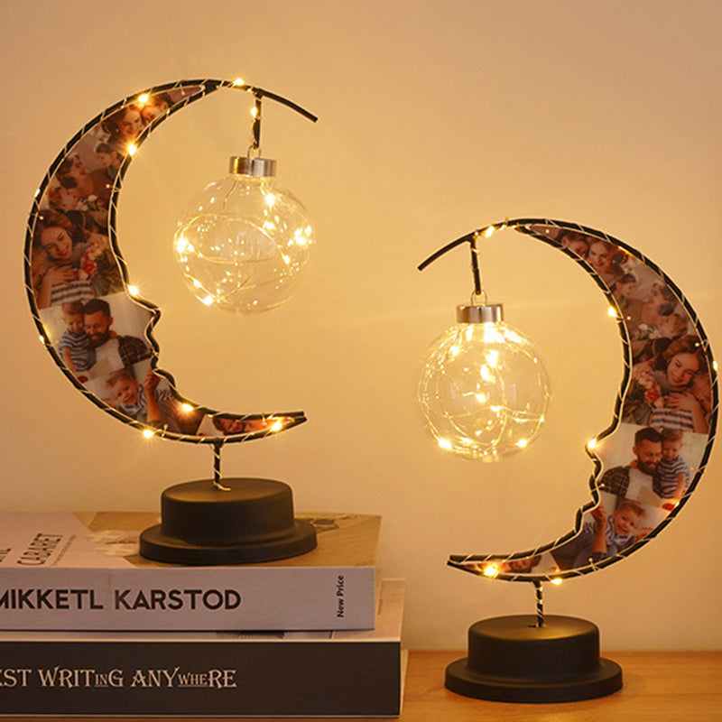 Moon Shape Pattern Glass Table Lamp