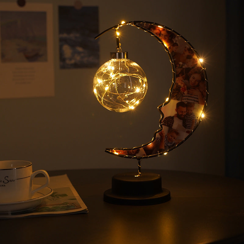Moon Shape Pattern Glass Table Lamp
