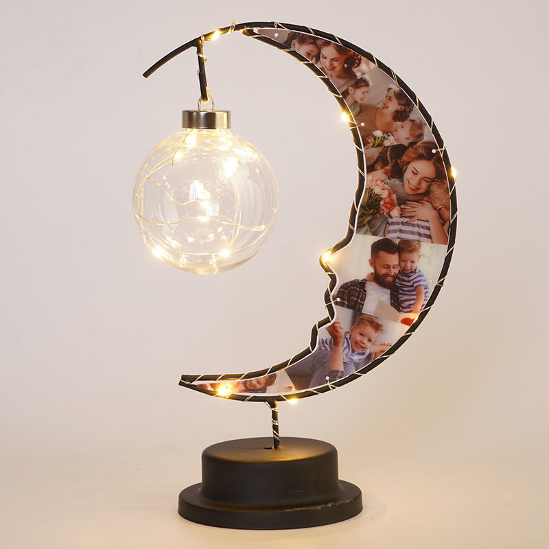 Moon Shape Pattern Glass Table Lamp