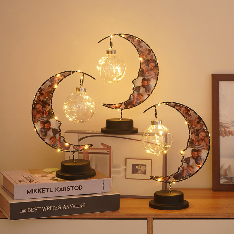 Moon Shape Pattern Glass Table Lamp
