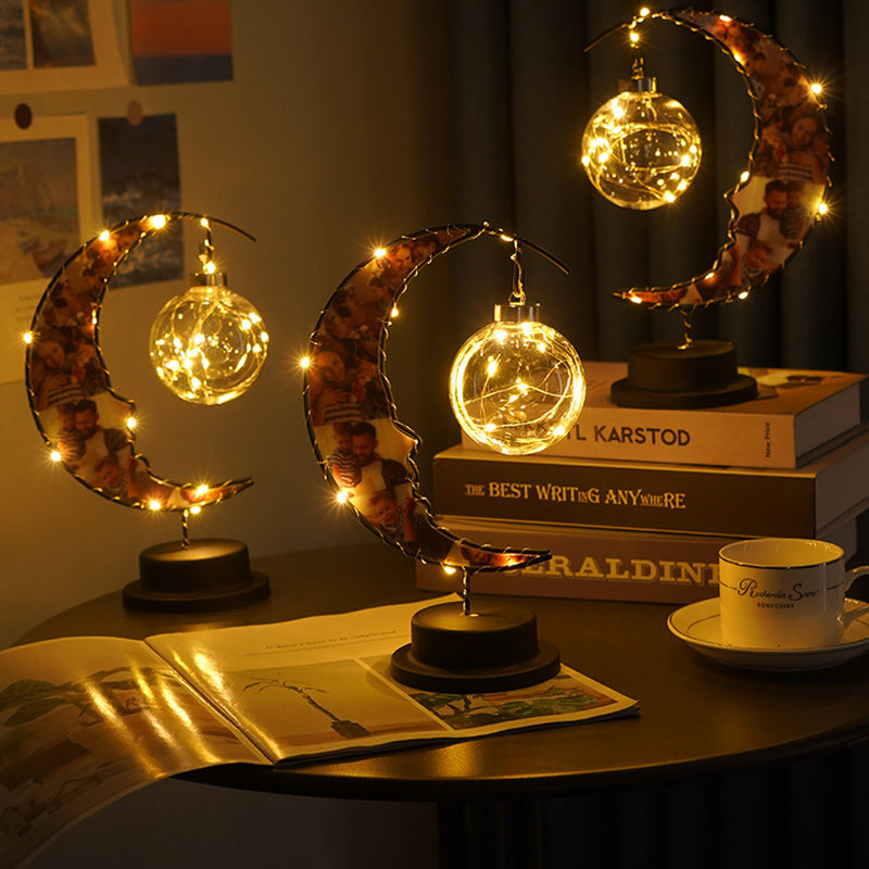 Moon Shape Pattern Glass Table Lamp
