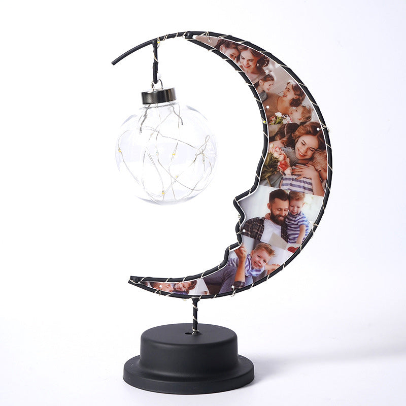Moon Shape Pattern Glass Table Lamp