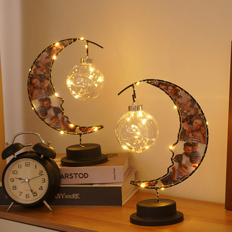 Moon Shape Pattern Glass Table Lamp