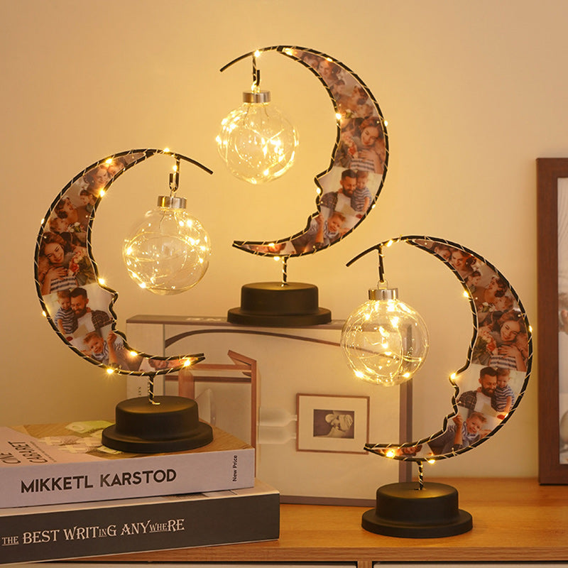 Moon Shape Pattern Glass Table Lamp