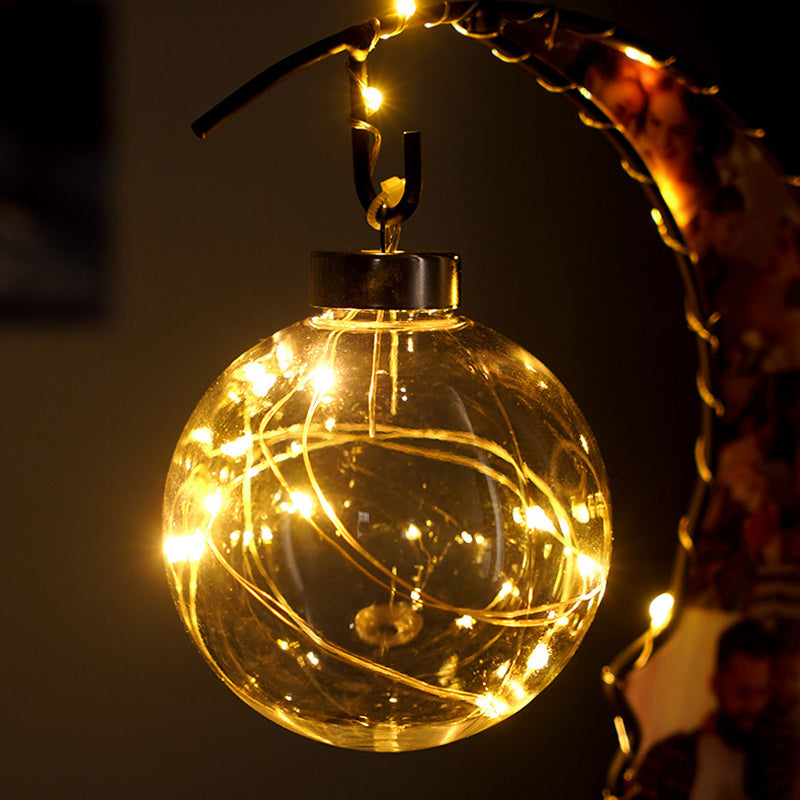Moon Shape Pattern Glass Table Lamp