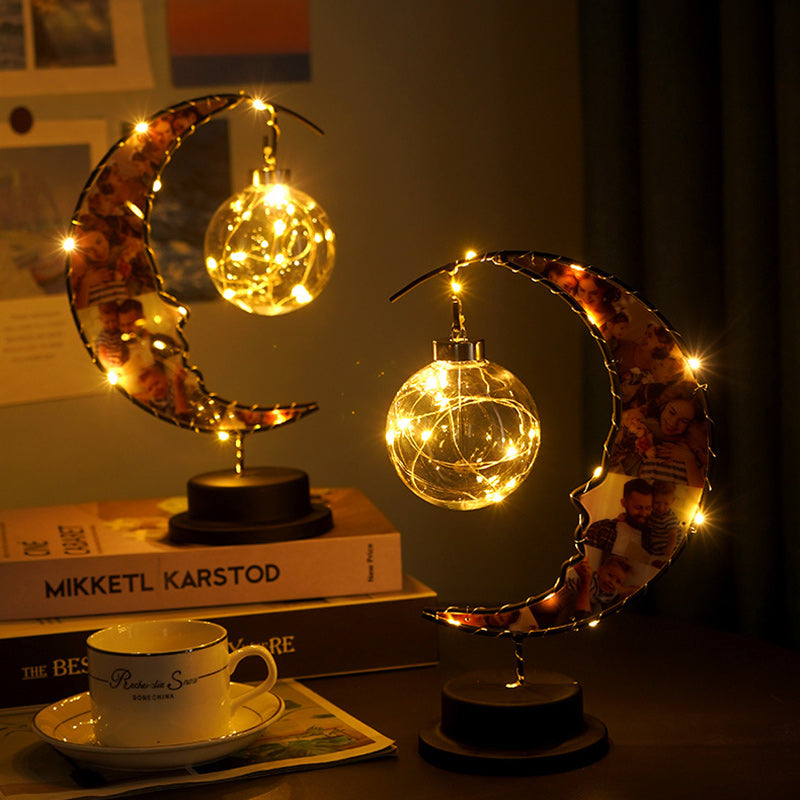 Moon Shape Pattern Glass Table Lamp