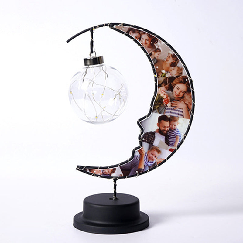 Moon Shape Pattern Glass Table Lamp