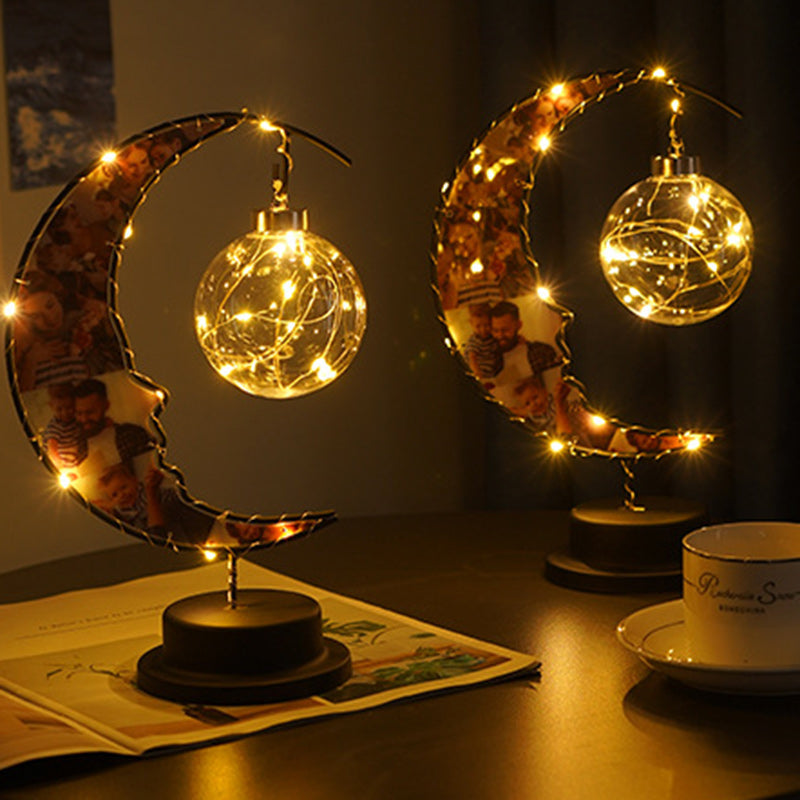 Moon Shape Pattern Glass Table Lamp