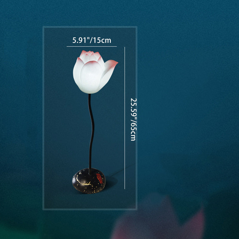 Small Lotus Round Resin Floor Lamp