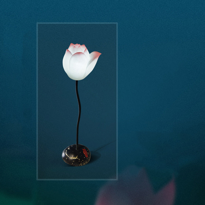 Small Lotus Round Resin Floor Lamp