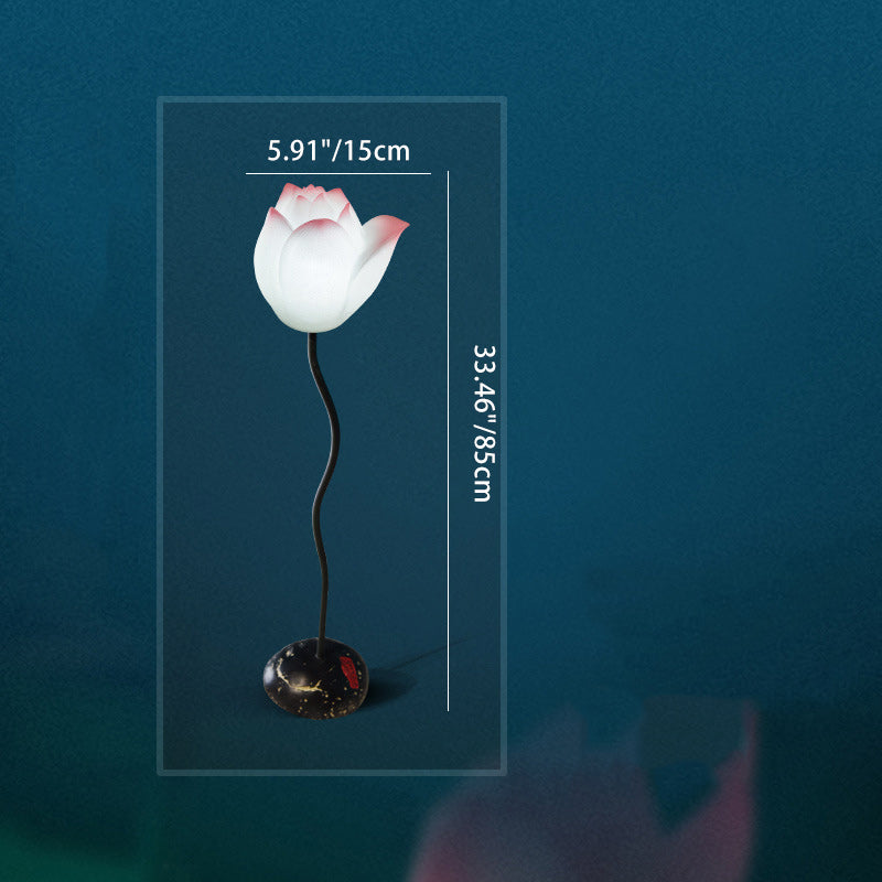 Small Lotus Round Resin Floor Lamp
