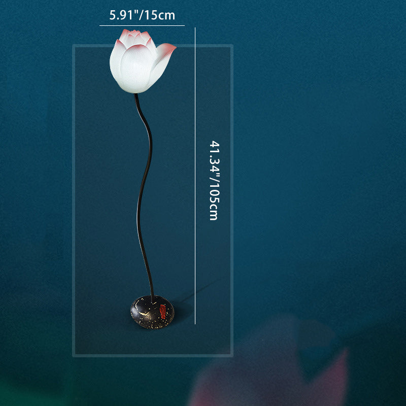 Small Lotus Round Resin Floor Lamp