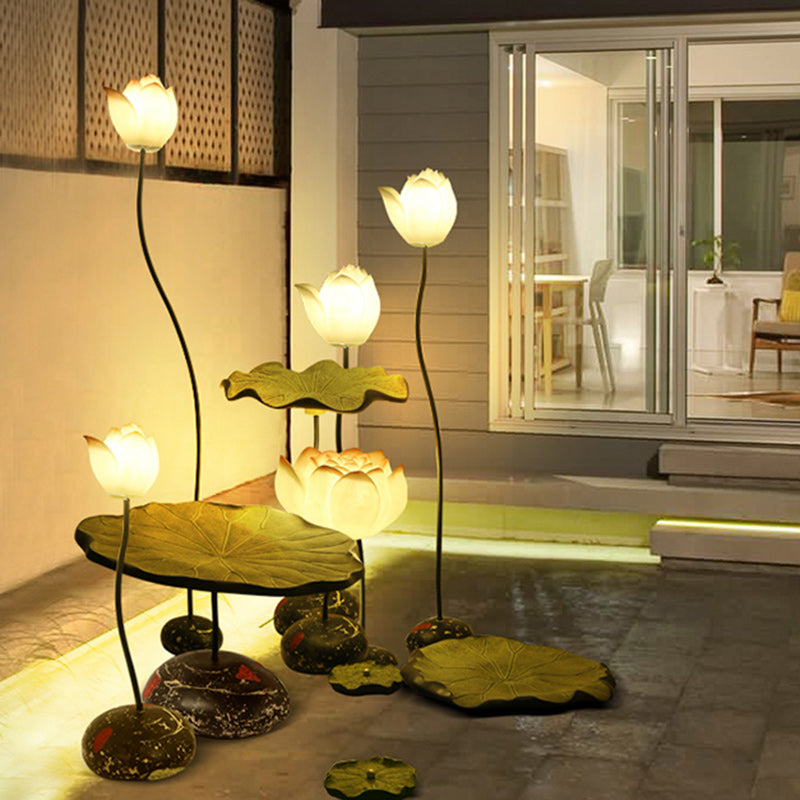 Small Lotus Round Resin Floor Lamp
