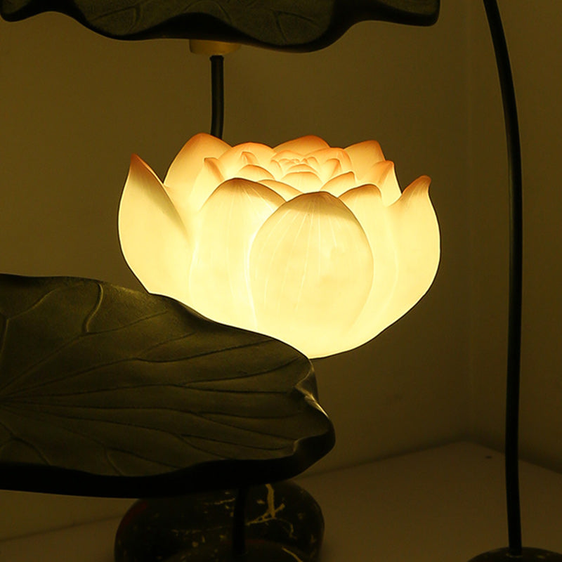 Round Lotus Flower Resin Floor Lamp