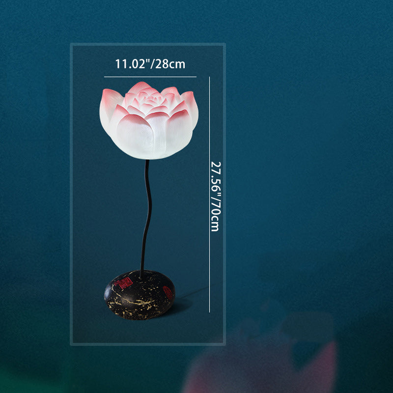 Round Lotus Flower Resin Floor Lamp