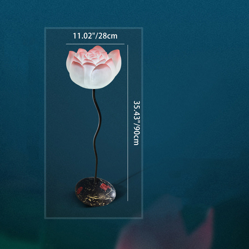 Round Lotus Flower Resin Floor Lamp
