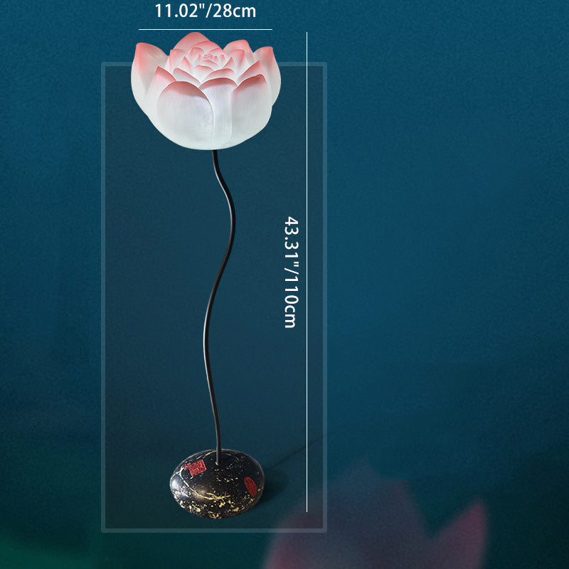 Round Lotus Flower Resin Floor Lamp