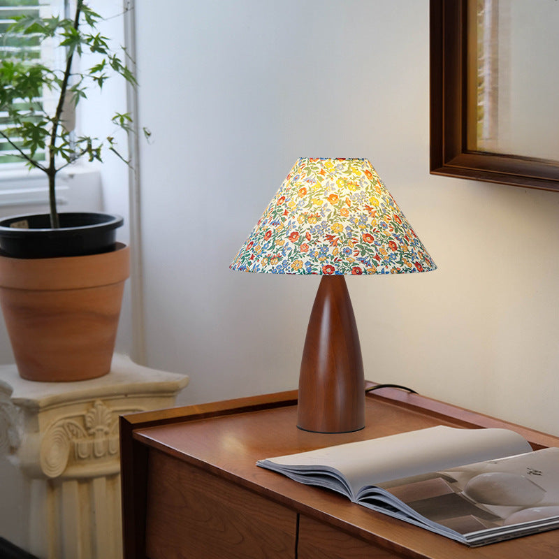 Crushed Cone Cylinder Fabric Table Lamp
