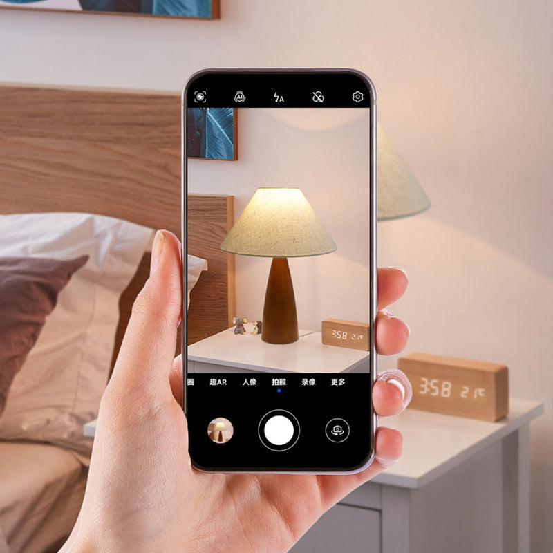 Crushed Cone Cylinder Fabric Table Lamp
