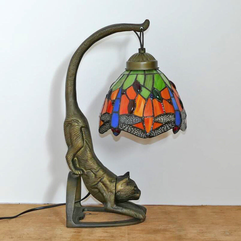 Curved Flower Round Glass Table Lamp