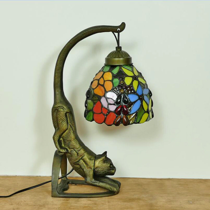 Curved Flower Round Glass Table Lamp