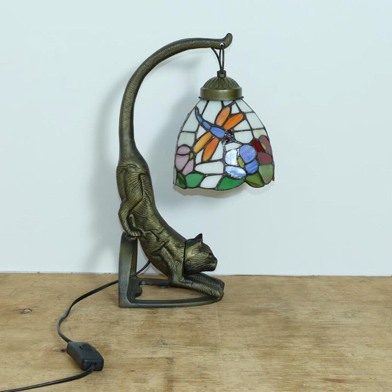 Curved Flower Round Glass Table Lamp