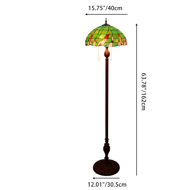 Umbrella Round Glass Resin 3-Light Floor Lamp