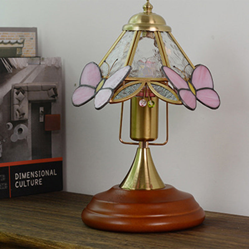Butterfly Cone Round Glass Table Lamp