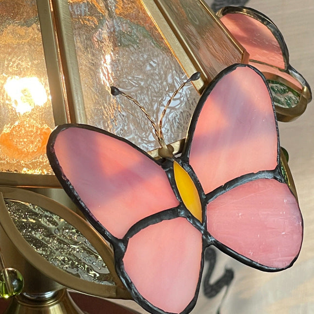 Butterfly Cone Round Glass Table Lamp