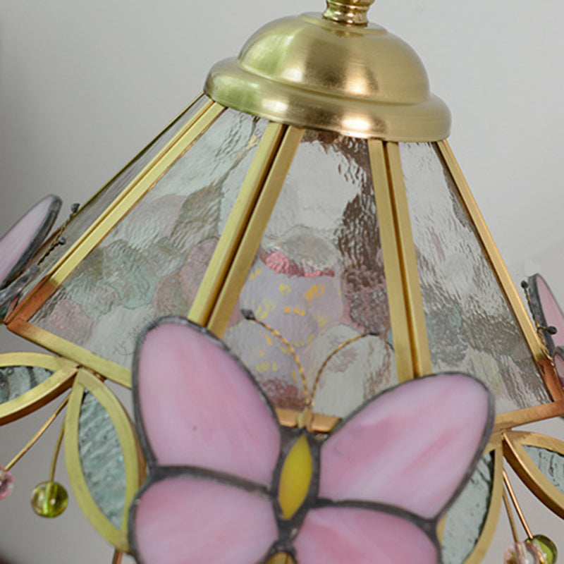 Butterfly Cone Round Glass Table Lamp