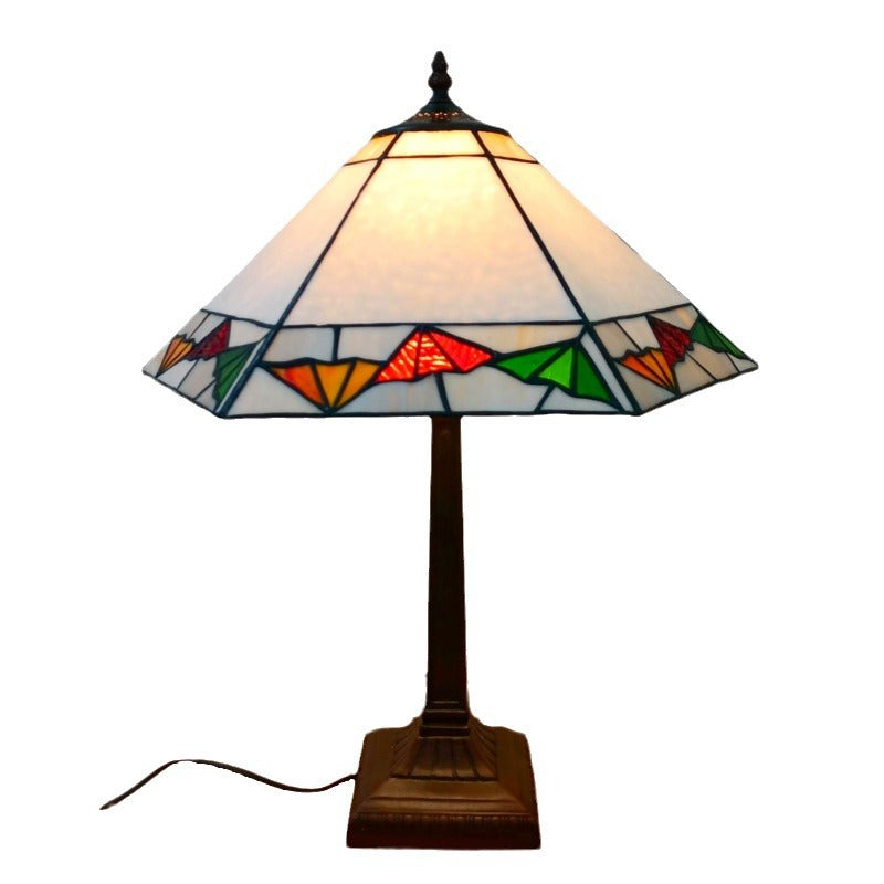 Tapered Round Square Glass Table Lamp