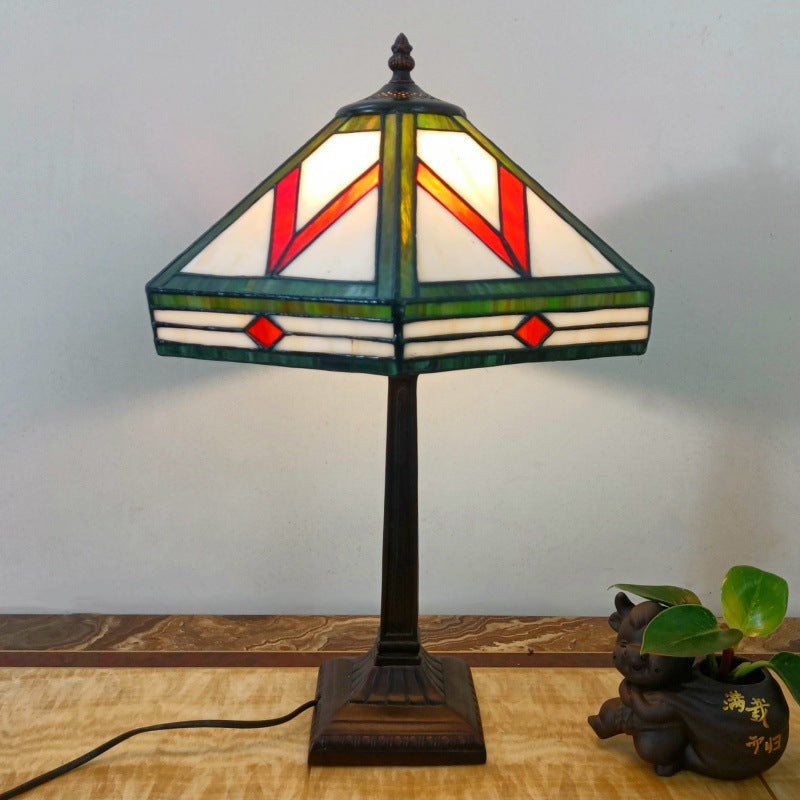 Tapered Round Square Glass Table Lamp