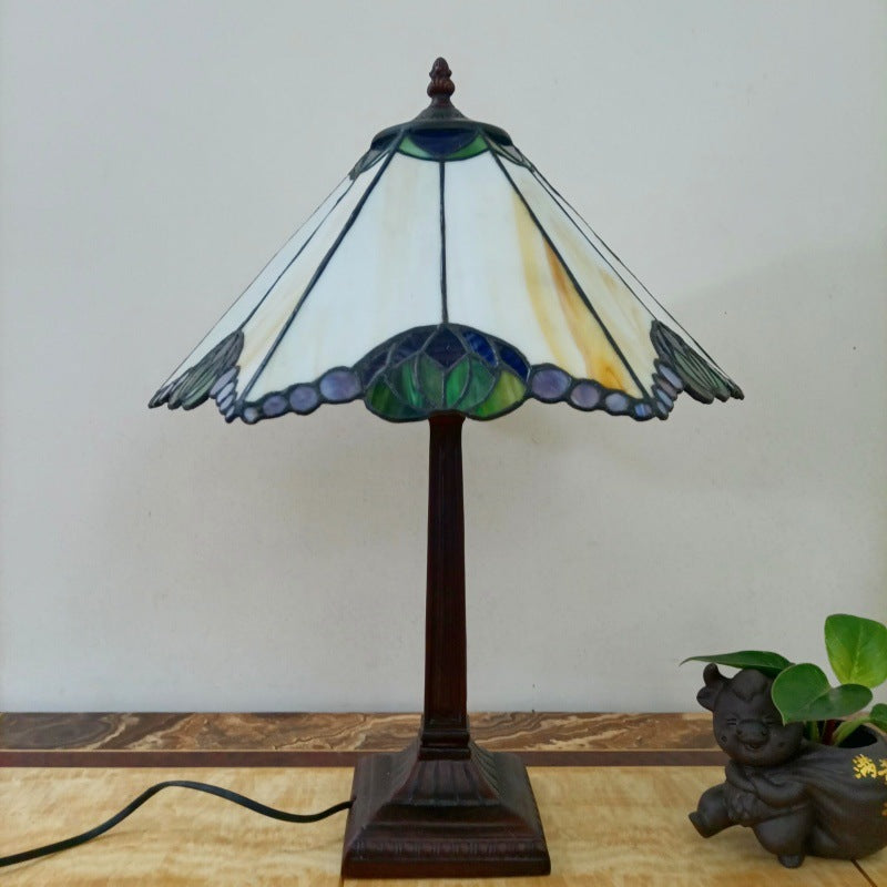 Tapered Round Square Glass Table Lamp