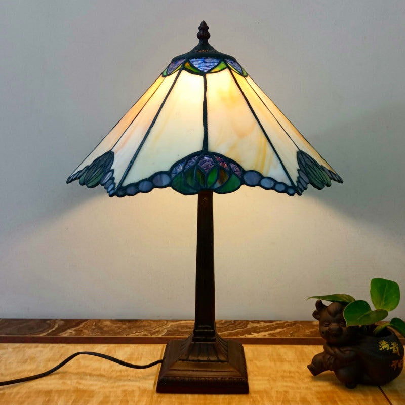 Tapered Round Square Glass Table Lamp