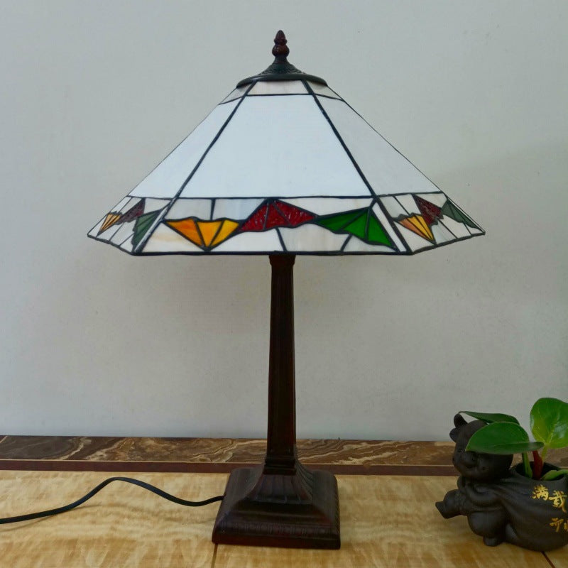 Tapered Round Square Glass Table Lamp