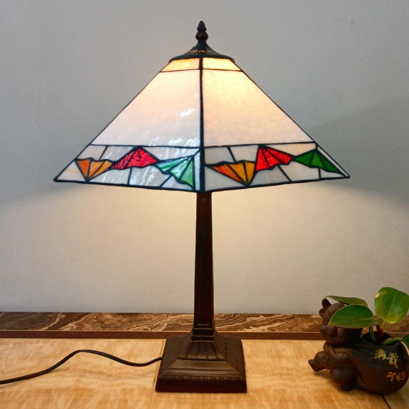 Tapered Round Square Glass Table Lamp