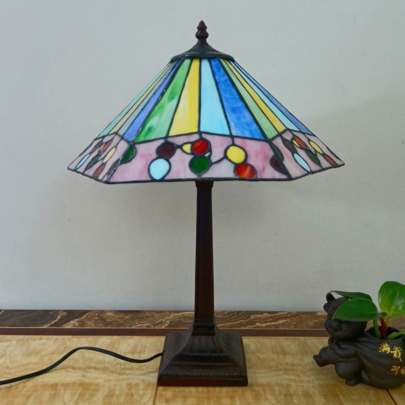 Tapered Round Square Glass Table Lamp