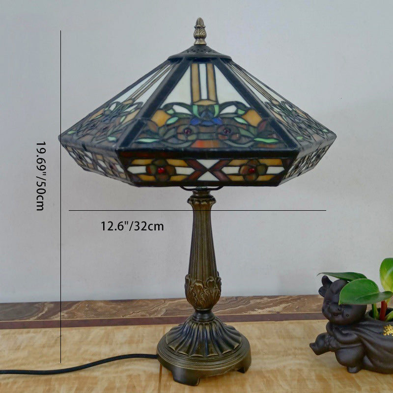 Tapered Round Square Glass Table Lamp